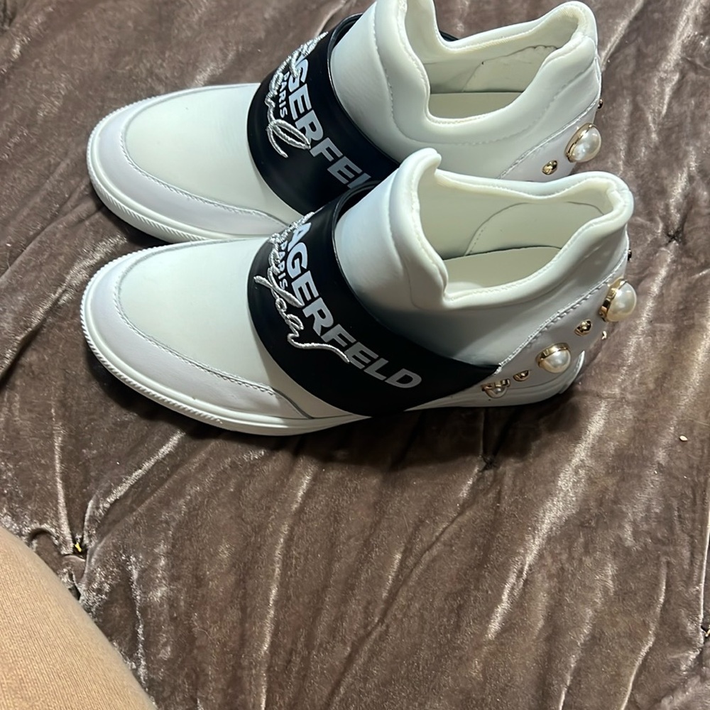 Karl Lagerfeld White High-Top Sneakers - Picture 2 of 7